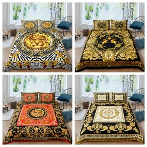 sets Gold Baroque Chain Lion Bedding Set Luxury Duvet Cover with Pillowcase Home Textile Comforter Cover Queen King Bed Set(No Sheet)