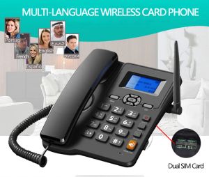 Tillbehör 7 Languages ​​trådlös telefon GSM SIM -kort 2G 3G 4G Trådlös fast telefon Desktop Telefon för Office Home Hotel Arabic