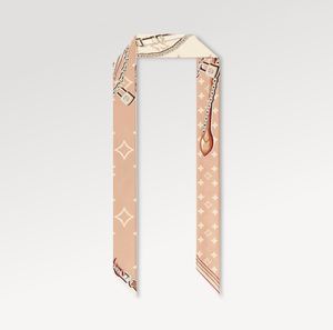 Designer Ul Tim Ate Monogram Silk Twilly Bandeau Kvinnlig pannband Långt satin Ribbon Head Wraps French Pink Summer Pannband Tygväska bandband