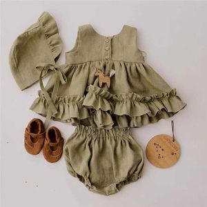 Abiti da ragazza in cotone Linen bambine vestiti estate 3 strati abito tutu per una ragazza abbigliamento traspirato per canilette di pizzo costumi baby h240425