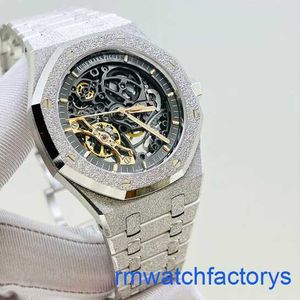 AP Athleisure Wrist Watch Male Royal Oak Series 15407BC Platinum Frost Gold Hollow out Leisure Business Sports Double Pendulum Mechanical Watch