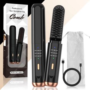 Pincéis alisadores de barba sem fio para homens escorregadores portáteis Mini escovas de cabelo elétricas para viagens em casa pente quente