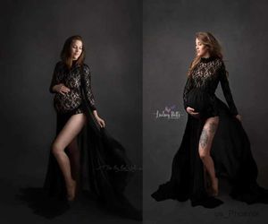 Maternidade Vestidos Mulheres Vestido de Maternidade Bodycon Para fotografia de fotografia Split Lace Maternity vestido longo vestidos de maternidade