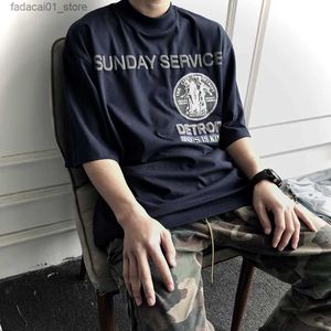 Mäns T-shirts Frog Drift Streetwear Sunday Service Jesus är King Overdimensionerad Summer Loose Cotton Tee Tops T-shirt för Menq240425