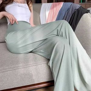 Maternity Bottoms Pregnant Womens Trousers Cool and Thin In Summer Fashionable and New Loose Ice Silk Casual Pants Wide Leg PantsL2404