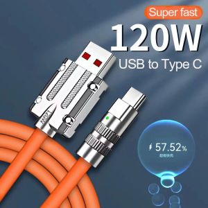 Real 120W 6A Type-C Fast Charging Micro USB Charge Liquid Silicone Cable For Iphone 14 Samsung Xiaomi Huiwei Phone Charge USB C Cord 1m/1.5m