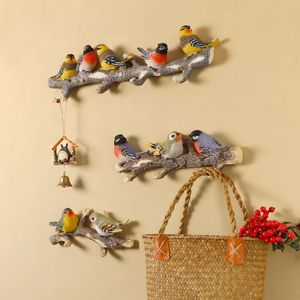 American Creative Wall Hanger Crafts 3D Stereo Harts Birds Hook Porch Coat Key Hook Rack Vägg hängande ornament Mural Dekoration 240422