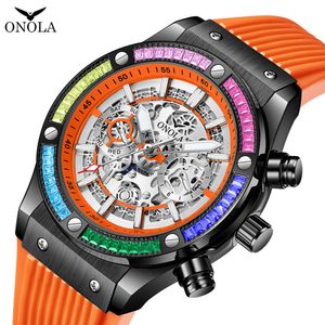 ONOLA Fashion New Men's Watch Rainbow Diamond Fully Automatic Mechanical Watch Men's Waterproof Tape