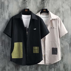7XL-M Short Sleeved Shirt for Men's 2023 Summer New Cityboy Fashion Brand Spliced Shirt Plus Size