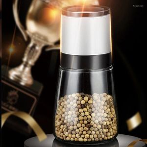 Storage Bottles Stainless Steel Salt And Pepper Mill Grinder Transparent Glass Manual Adjustable Thickness Spice Container Kitchen