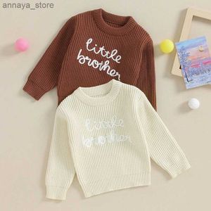 Pullover Winter Newborn Baby Boy Sweater Letter Brodery Crew Neck Long Sleeve Pullovers Fall Toddler Clothes Jumpers Topsl2404