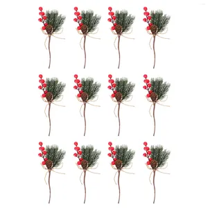 Decorative Flowers 12 Pcs Artificial Berries Xmas Pine Cones Christmas Decor Po Props Fruit Plants Fake Needles Simulated Berry Branch