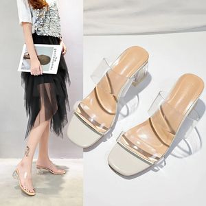 Summer Women Pumps Sandals Pvc Jelly Slifor Open Op Op Toe High Tel TransPrent Perspex Clear 240417