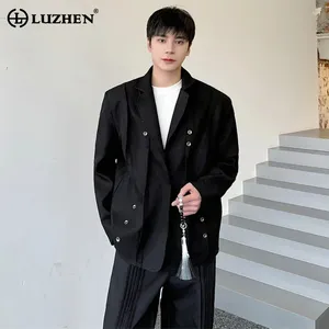 Men's Suits LUZHEN Elegant Ruched Splicing Design Blazer Outwear 2024 Spring Fashion Street Original Solid Color Casual Jacket LZ2948