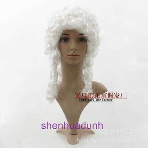 Wigs Women Women Human Hair Show Prop Party Show Ball Wig Judge Hat Duke (White) Lawyer