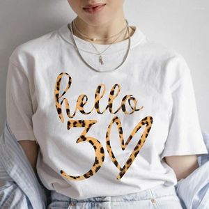 Women's T Shirts Women Clothing 30th Birthday Party T-Shirts Hello 18 21 30 40 50 60 70th Friends Tshirts Leopard Print Tshirt Harajuku Top