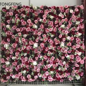 Dekoratif Çiçekler Tongfeng Pembesi 24pcs/Lot Çiçek Runner Düğün Dekorasyonu Yapay İpek Gül Peony 3D Duvar Zemin