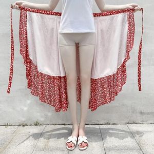 Skirts Summer Sexy Women Lace Up Fashion High Waist Ruffles Loose Slim Long Wrap Skirt Ladies Beach Clothing Female