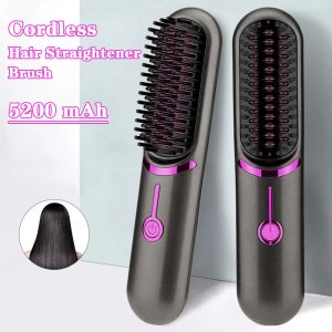 Brushes Wireless Hair Straightener Brush Fast Heated Straightener Brush Multifunctional Ceramic Hair Curler Antiscalding Heating Comb