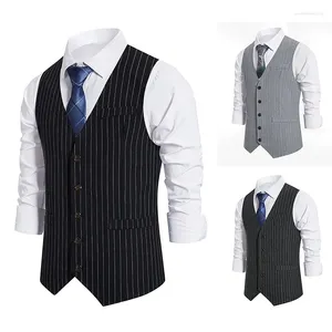 Men's Vests 2024 European Size Striped Single Breasted Vest Style Suit Retro Fashion Trend