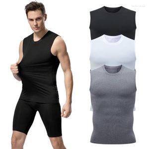 Men's Body Shapers Compression Shirts Men Sleeveless Tank Top Slimming Undershirt Shaper Workout Gym Vest Base Layer Athletic Tee Black