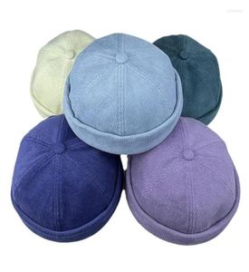 Beanies Unisex Winter Corduroy Short Melon Cap Solid Color Skucap Letters Retro Ski Fisherman Docker Beanie Hat4839409