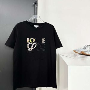 ハイバージョンluojia loe new Gradientレター刺繍半袖SSサマールーズフィッティングユニセックスTシャツカップル