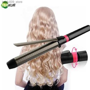 Curling Irons Professional Curler med roterande Curling Iron Rod Electric Gas Stone Ceramic Anti Slip Isolation Tips och Wave Maker Styling Tool Q240425