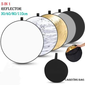 Studio 80cm 5 i 1 Portable Collapsible Round Photography Reflector Photo Studio Outdoor Light Diffuser Multidisc med bärväska