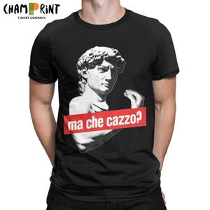 Men's T-Shirts Ma Che Cazzo Michelangelo T-Shirts for Men David with Talking Hand 100% Cotton Tee Shirt Round Collar Short Sleeve T Shirts T240425