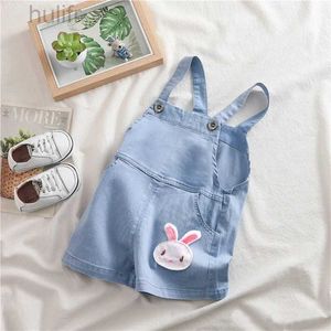 Salıncaklar Ienens Yaz Çocuk Çocuk Bebek Erkek Jumper Pantolon Denim Giyim Şortları Jeans Tulum Toddler Bebek Kız Oyun Giysileri Pantolonlar D240425