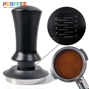 Coffee Tamper 54mm Ripple Base Espresso Barista Spring Loaded with Depth indication Tampers 51mm 5m 58mm 240423