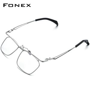 Fonex Fonex 180 ° Flip Titanium Telaio Telaio 2022 Nuovi occhiali da prescrizione quadrati Eyepi di occhiali pieni Ottici Eyewear coreano F8043
