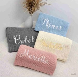 Cobertores panorizados de bebê bordado bordado namestroller blanketnewborn Baby Gift Gift Soft Breathable Knit Baby Shower Gift Gift