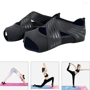 Casual skor non skid kvinnor barre yoga pilates grepp strumpor flexibel maskin tvätt svart l