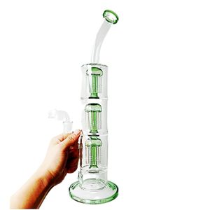 Triplo braccio bong bong in vetro bongs tampone rigate doppia reti percolater tampone a rig di riciclatrice di riciclatrice di fumoiah