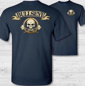 Tshirt traversa di freccette da cranio Bullseye Skull Shirt che lancia la camicia da badge Darts Double Side13341014