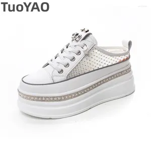 Scarpe casual 6 cm Air Mesh Platform Weedge Genuina in pelle primavera Slifori Comfort Brand High Brand Sneaker Cuci nascosti