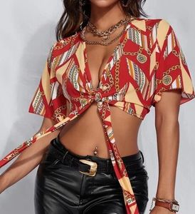Дизайнерские женские рубашки бау кружева сексуальные блузки летние v шея с короткими рубашками коротки