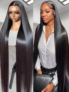 Melodie 40 Inches HD 250% Straight 13x6 Lace Front Human Hair Wigs 13x4 Frontal Wig Transparent 5X5 Glueless Ready To Wear 240419