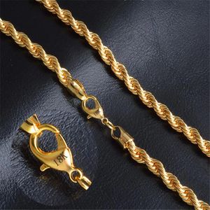 ゴールドチェーンネックレスネックレスファッションジュエリー18 K 6mm 50 cm 20インチメンチェーンツイストネックレス240422