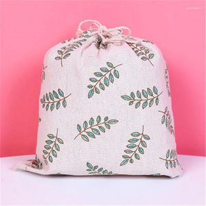 Storage Bags Fashion Organizer Travel Underwear Shoes Bag Cotton Cloth Drawstring Flower Printed Clothing Kids Toys