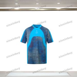 Xinxinbuy Men Designer Tee T Shirt 2024 Italy Paris Paneled Letter Printing短袖女性ホワイトブラックブルーXS-XL