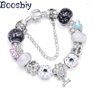 Braccialetti di fascino Cinetto Claw White Pet Donut Bead con Bracciale Bracciale Bracciale fai -da -te Pendente gioielli di moda per donne per le donne che fanno regalo regalo