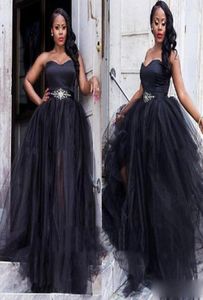 Plus storlek älskling svarta balklänningar med kristallformella aftonklänningar saudiarabiska vestidos de gala party prom klänning1312552