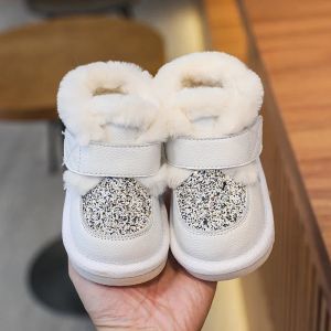 Bot kış bebek kızlar botlar bebek toddler ayakkabı yumuşak dip sıcak peluş gerçek deri açık çocuk ayakkabı payetleri çocuk botları