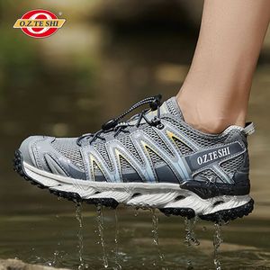 O.Z.TESHI Men Upstream Shoes Outdoor Trekking Wading Aqua Shoes Breathable Mesh Quick drying water Sneakers walking fishing shoe 240424