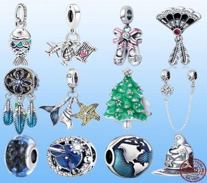 925 Sterling Silver Dangle Charm Ballet Shoes and Fish Beads Bead Fit Charms Armband DIY smycken Tillbehör7767249