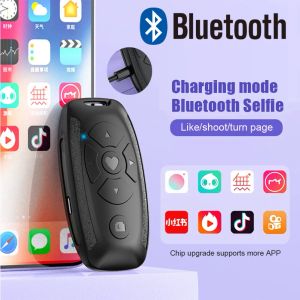Studio RechareGable Bluetooth Remote Control -knapp Trådlös styrenhet Selfie Camera Stick Shutter Release för telefoner Ebook Sidan Turn