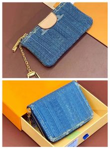 Lüks Denim Cüzdan Moda Denim Mavi Cüzdan Erkekler Swomen'in Fermuar Cüzdan Mini Kart Tutucu COINPURE Anahtar Çantası Tasarımcı Cüzdan Debriyaj Çantası